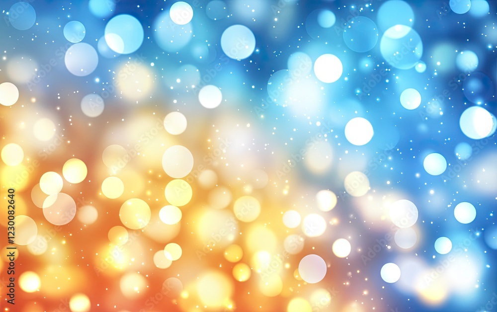 Obraz premium Abstract bokeh light effect with blue and yellow lights on a transparent background, vector illustration, PNG.