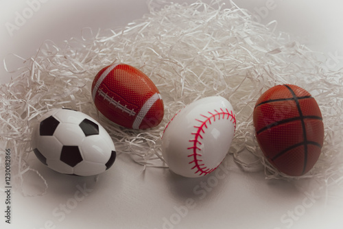 Quadro su tela abstract Easter spring sports backdrop graphic element plastic eggs representing