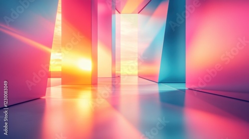 Sunset Glow Abstract Modern Architecture Interior Design