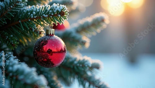 Wallpaper Mural Frosty morning with glass and mercury glass ornaments on fir branches, glass, spruce Torontodigital.ca