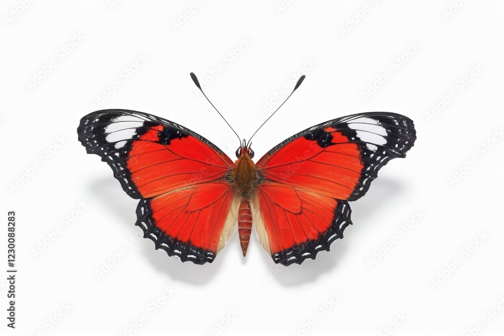 Fototapeta premium a close up of a red butterfly on a white surface