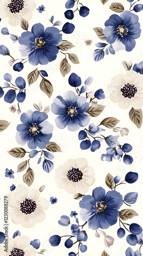 Blue and beige floral pattern