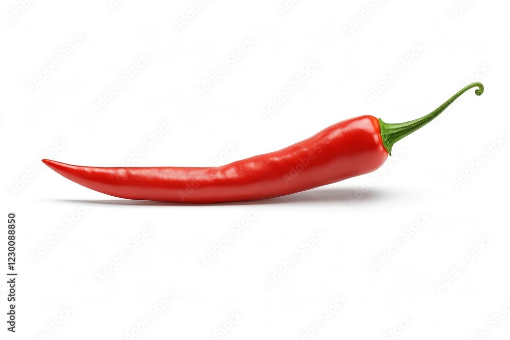 there is a red chili on a white background with a green stem there is a red chili on a white background with a green stem