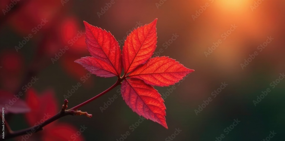 Single Chinese rose leaf changing to red and orange hues, warm, color change, autumn leaves Single Chinese rose leaf changing to red and orange hues, warm, color change, autumn leaves