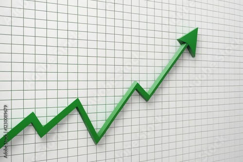 arafed green arrow going up on a white wall