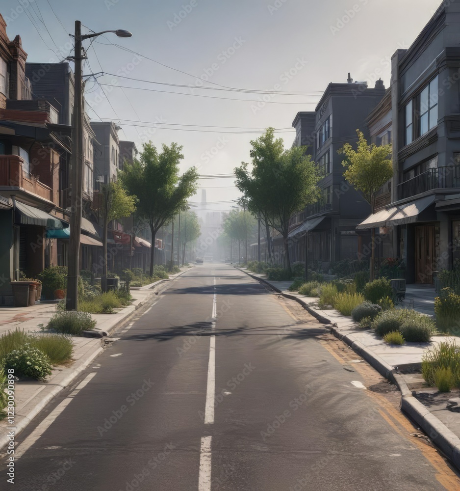 Polluted, crowded city street next to a clean, uncrowded suburban boulevard, inequality, city, class Polluted, crowded city street next to a clean, uncrowded suburban boulevard, inequality, city, class