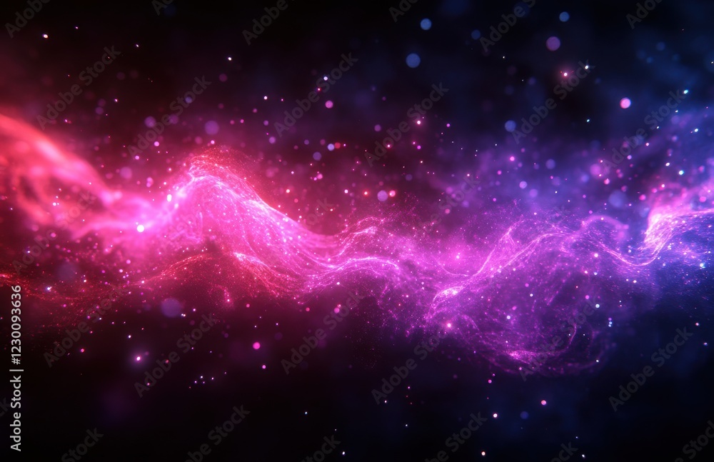 Obraz premium Ethereal Cosmic Nebula in Vibrant Colors of Pink, Purple, and Blue Creating a Breathtaking Interstellar Scene Full of Glowing Stars and Galactic Wonders