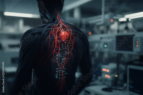 Cybernetic Heart: A fusion of technology and life. photo