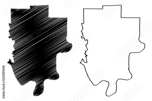 Perry County, Indiana (U.S. county, United States of America, USA, U.S., US) map vector illustration, scribble sketch Perry map photo