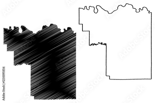 Pike County, Indiana (U.S. county, United States of America, USA, U.S., US) map vector illustration, scribble sketch Pike map