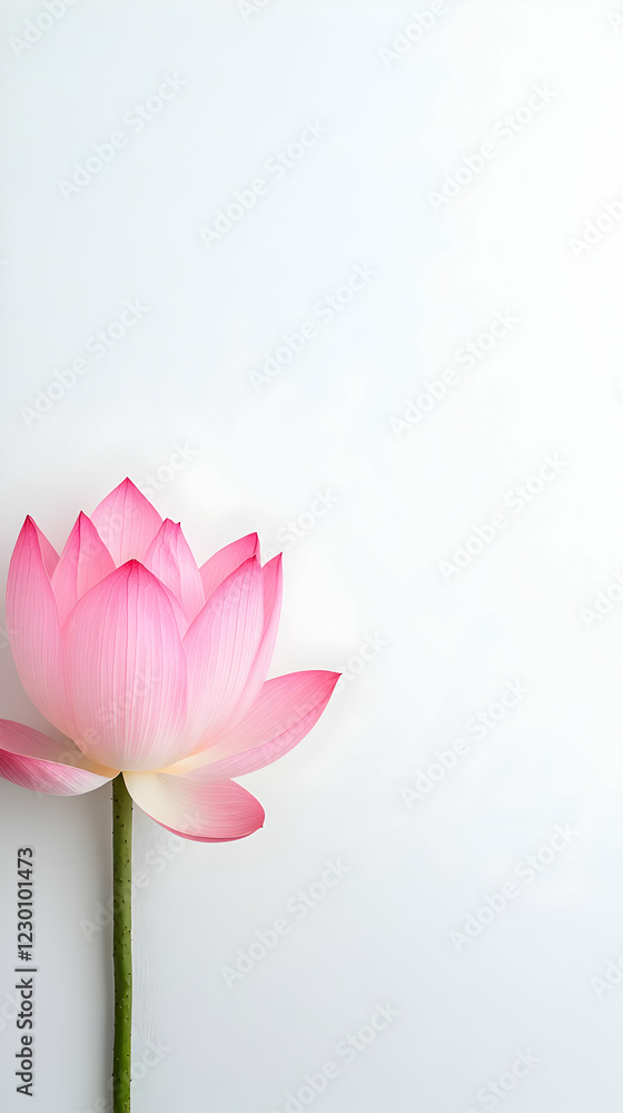 Fototapeta premium Pink lotus flower on white, serenity