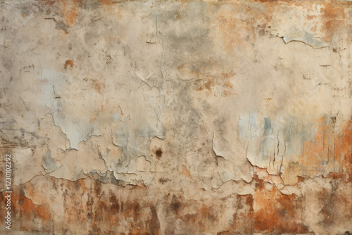 Ancient wall with rough cracked paint, old fresco as abstract texture background, concept of vintage