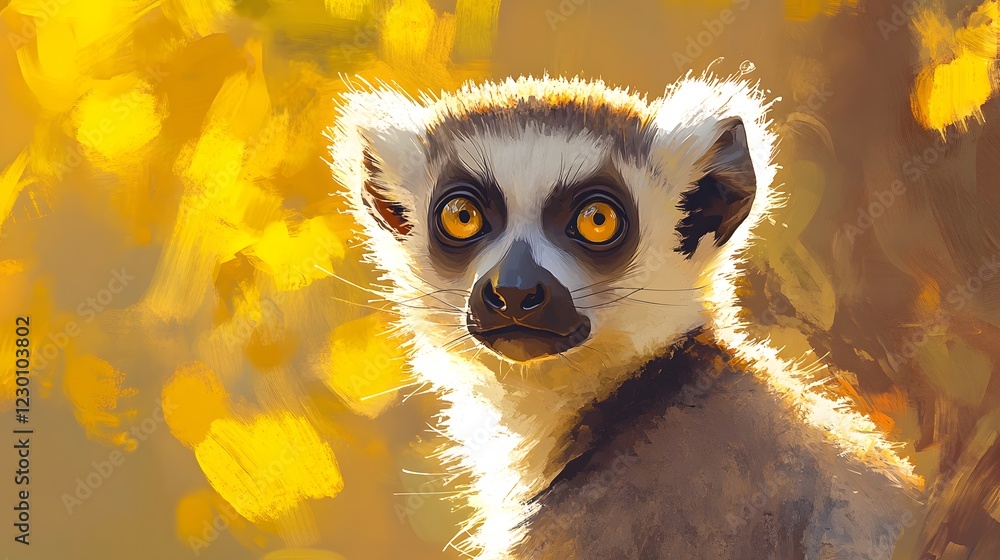 Fototapeta premium Lemur portrait in the warm light