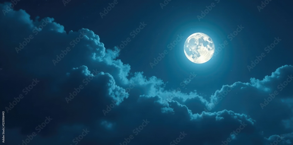 Stormy night with a full moon shining through clouds, full, moon, space Stormy night with a full moon shining through clouds, full, moon, space