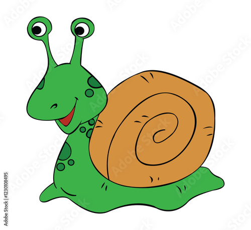 Snail smiling isolated on white background