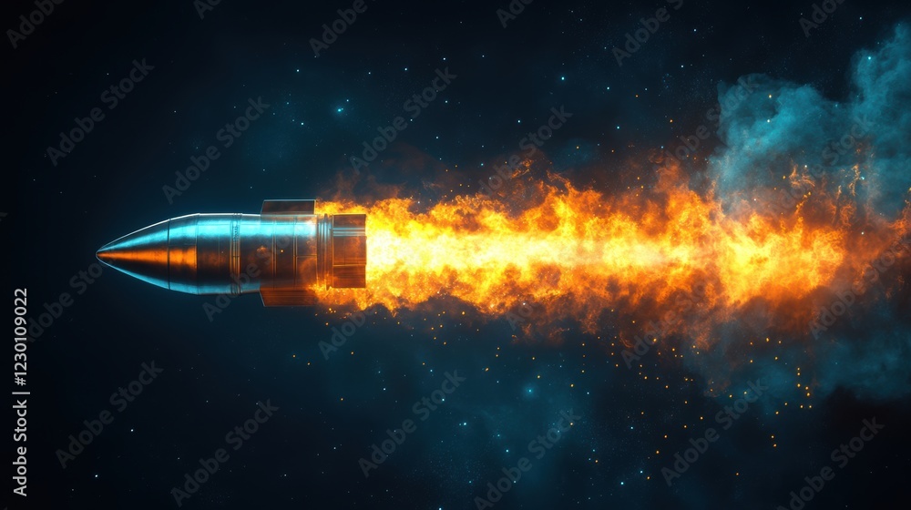 Fiery Rocket Launch Space Exploration Technology Futuristic Success Fiery Rocket Launch Space Exploration Technology Futuristic Success