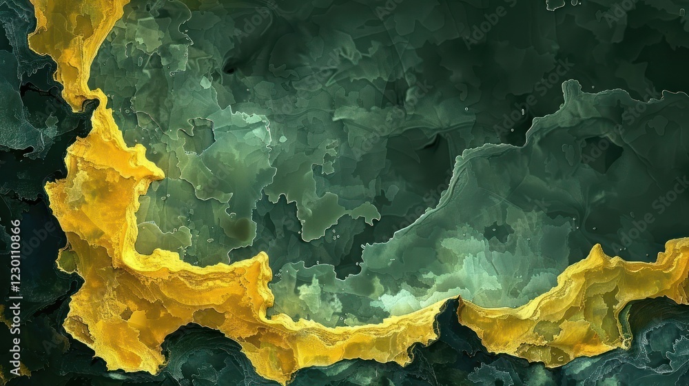 Obraz premium Abstract green and yellow textured background resembling natural formations or landscapes