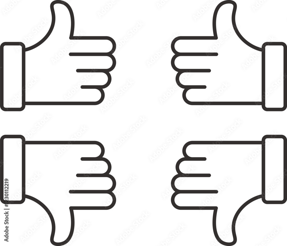 Simple Vector Illustration of Thumbs Up and Down. Simple Vector Illustration of Thumbs Up and Down.
