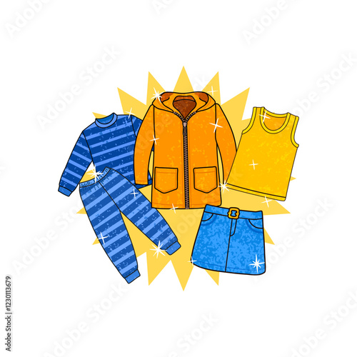 Vector Colorful Illustration of Clothes Isolated on White Background photo