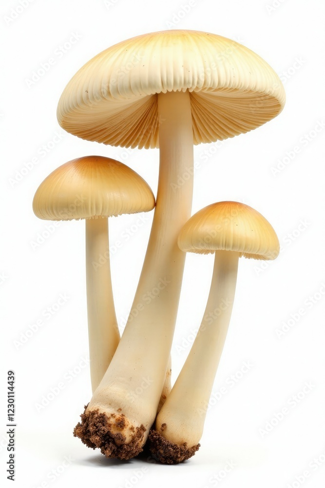 Fresh straw mushroom buds isolated on white background, bud, natural, earthy Fresh straw mushroom buds isolated on white background, bud, natural, earthy
