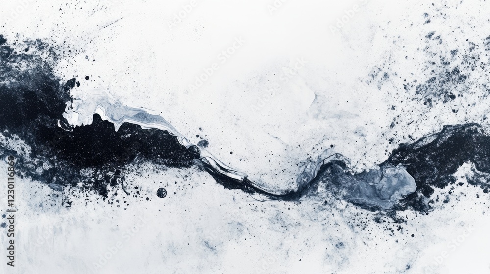 Obraz premium Abstract fluid art in shades of blue and white, resembling a celestial landscape.