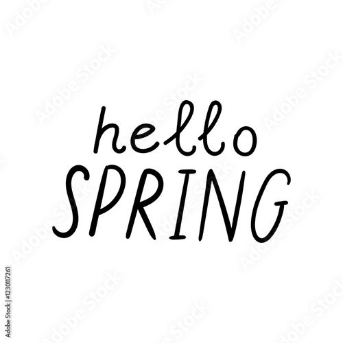 Vector Lettering Isolated on White Background - Hello Spring