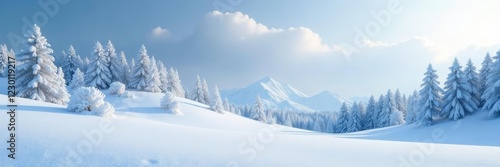 Wallpaper Mural Serene snowy hills covered in a thick layer of snow and frost, falling gently, , winter wonderland Torontodigital.ca