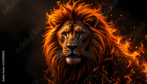 Wallpaper Mural Lion king in fire, Portrait on black background, Wildlife animal. Danger concept. digital art
 Torontodigital.ca