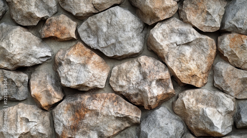 Irregularly shaped stones form a rustic wall texture. Irregularly shaped stones form a rustic wall texture.