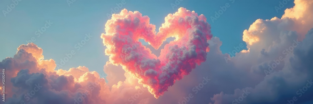 A heart-shaped cloud with cracks and fissures in the sky, sky, hearts, fragile A heart-shaped cloud with cracks and fissures in the sky, sky, hearts, fragile