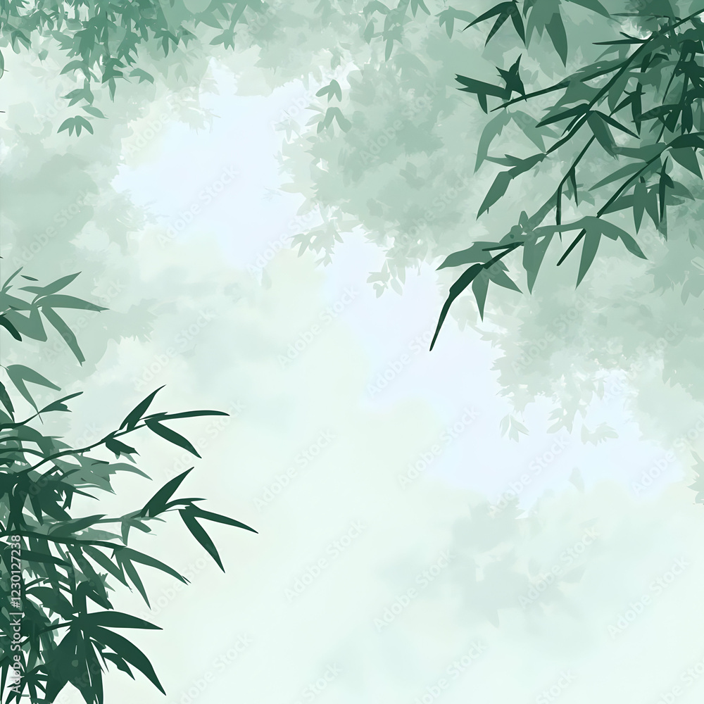 Misty bamboo forest, serene nature scene, calming background Misty bamboo forest, serene nature scene, calming background