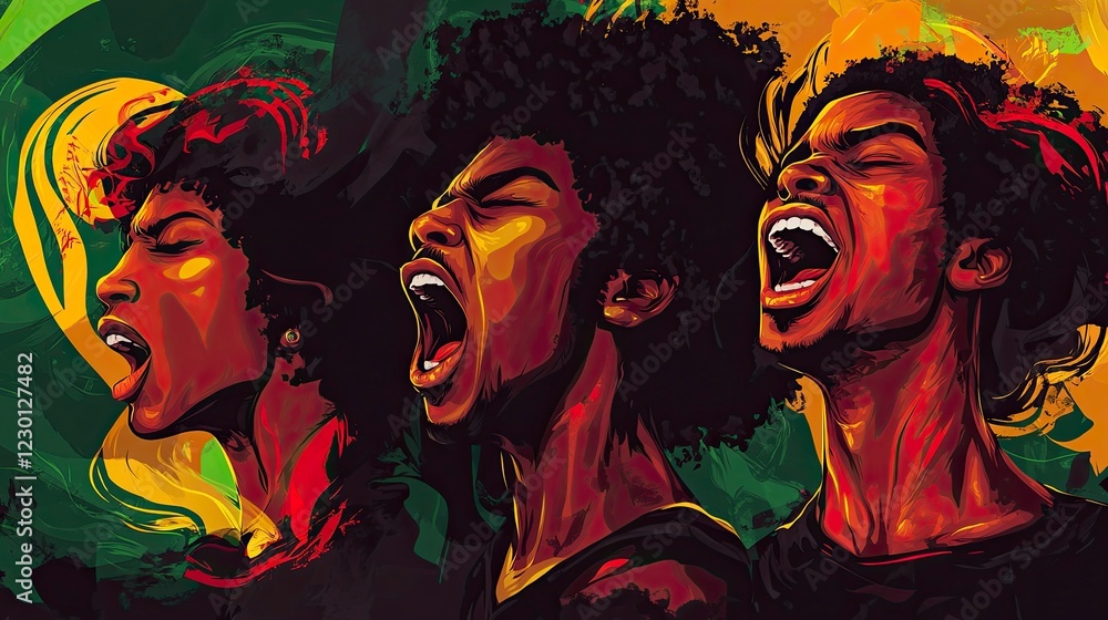 Black History Month banner with text Black people design in costume style and African American background vector illustration on black background Black History Month banner with text Black people design in costume style and African American background vector illustration on black background