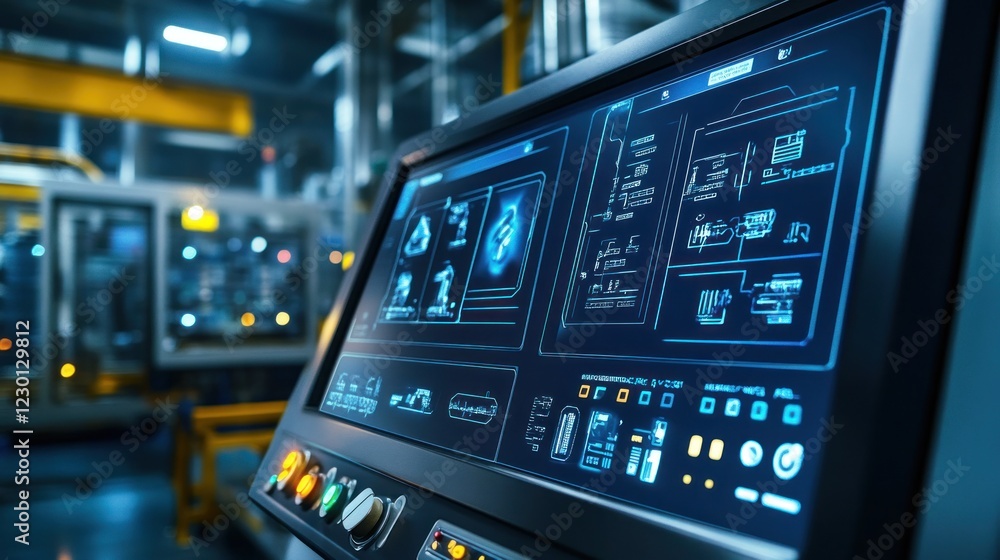 Naklejka premium Control Panel of a Modern Factory
