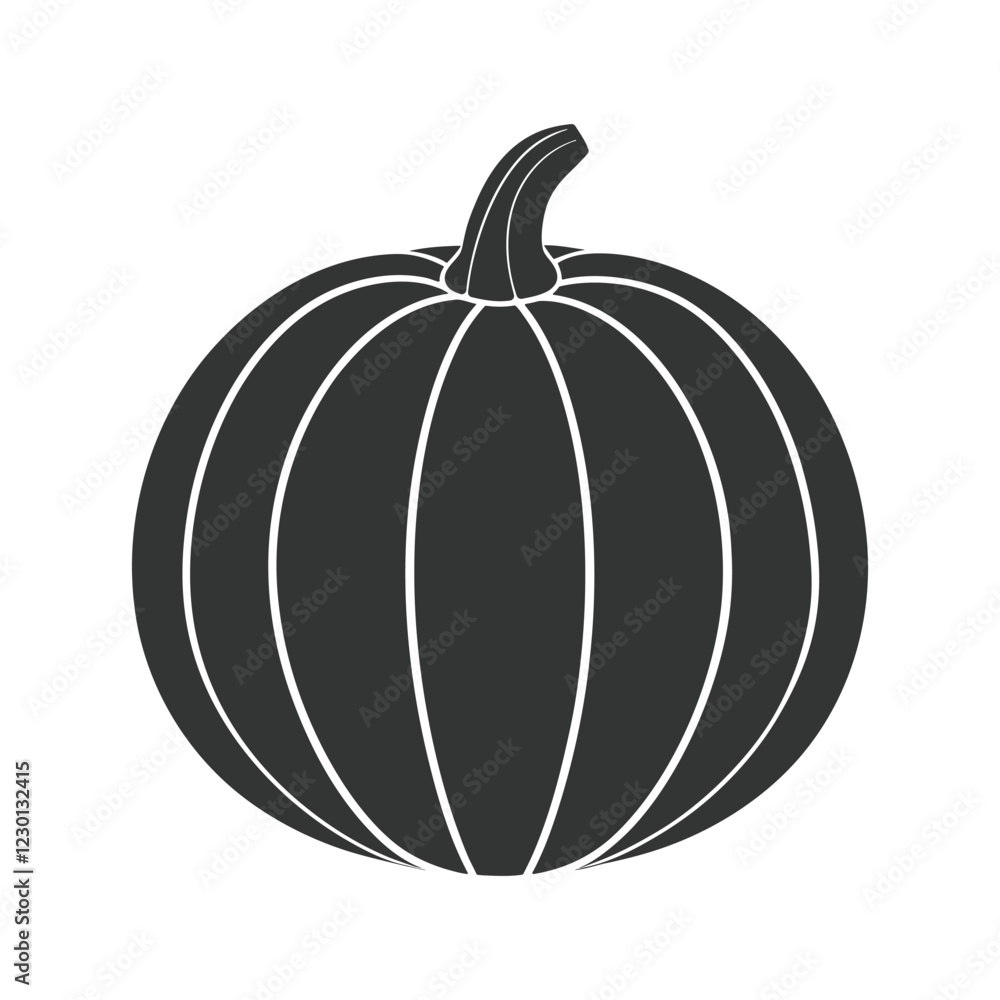  Pumpkin silhouette vector. Pumpkin icon. Autumn vegetable symbol. Thanksgiving pumpkin vector illustration. Orange Halloween decoration concept. October gourd outline and flat sign isolated.