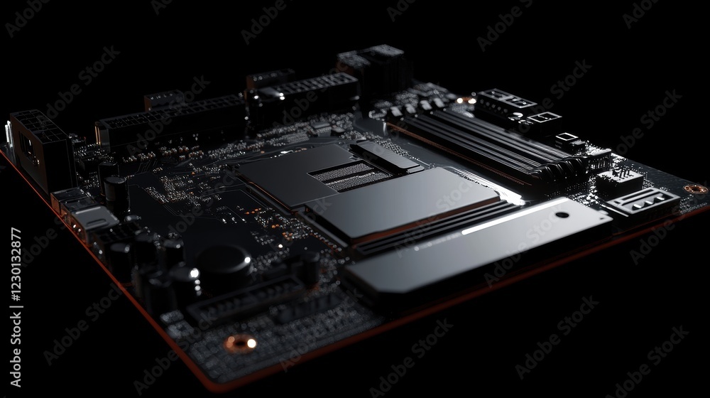 Close-up on futuristic motherboards exploring high-fidelity sci-fi imagery and technology Close-up on futuristic motherboards exploring high-fidelity sci-fi imagery and technology