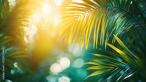 Wallpaper Mural Tropical serenity palm fronds against a bright cyan sky Torontodigital.ca