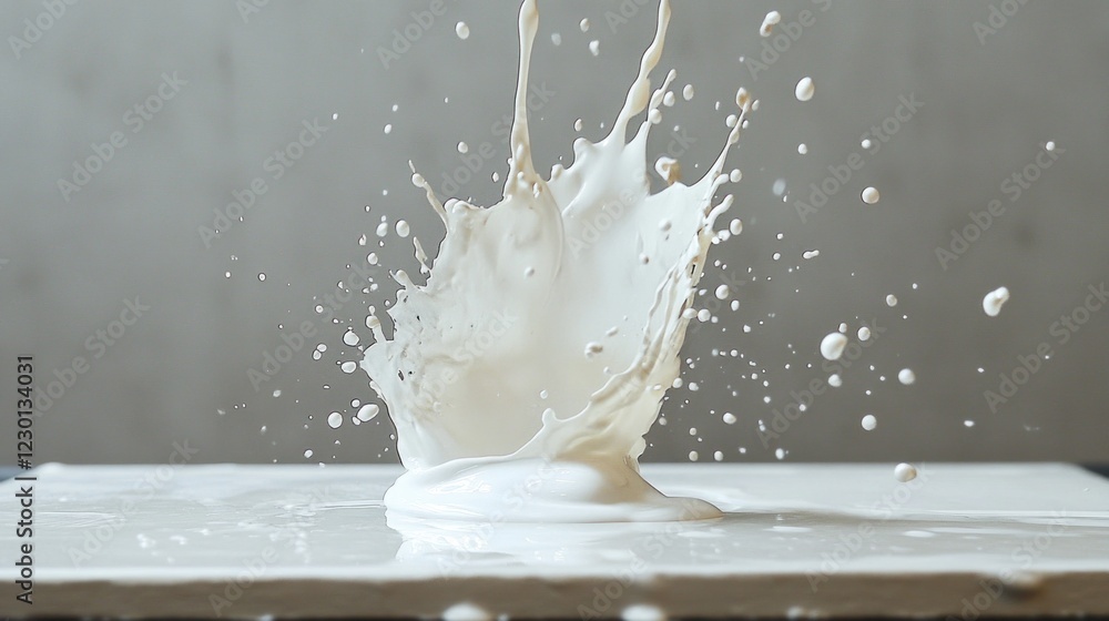 Dynamic Milk Splash: Creamy White Liquid Explosion Dynamic Milk Splash: Creamy White Liquid Explosion
