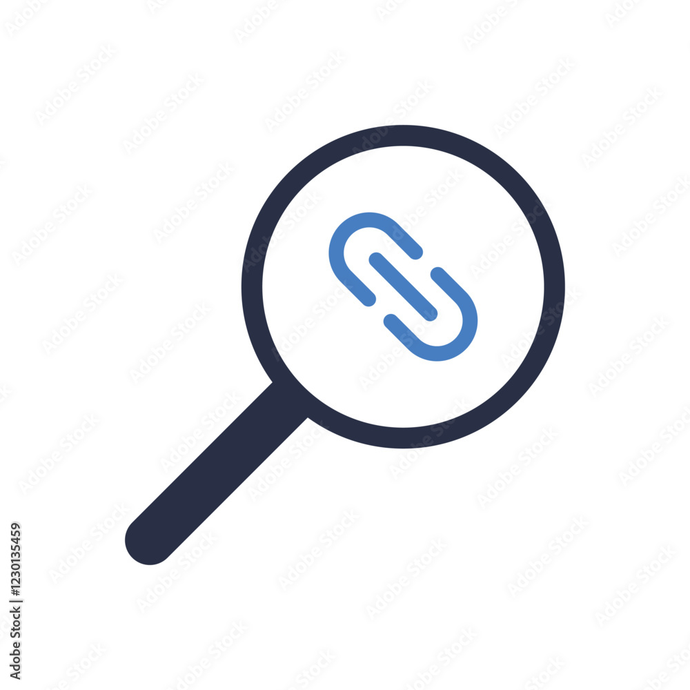 Isolated Hyperlink Backlink Search Icon on White Background Isolated Hyperlink Backlink Search Icon on White Background