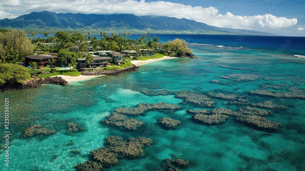 Tropical Coastal Homes and Clear Ocean Reefs Tropical Coastal Homes and Clear Ocean Reefs