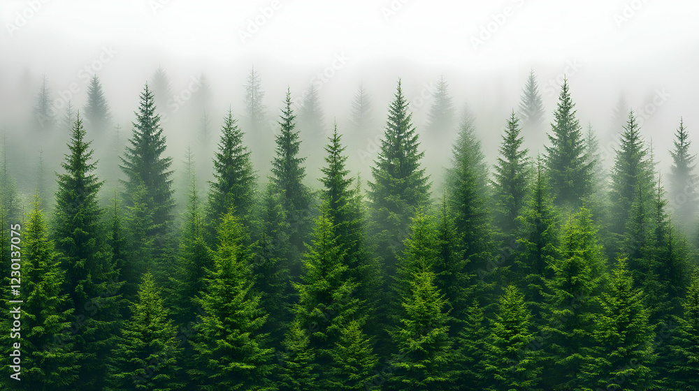 Misty mountain forest, scenic view, tranquility Misty mountain forest, scenic view, tranquility