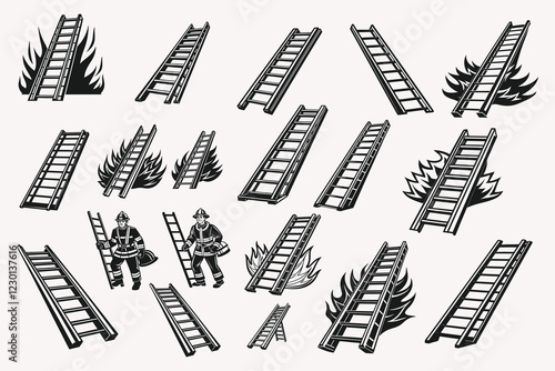Ladder silhouette vector illustration isolated on white background.