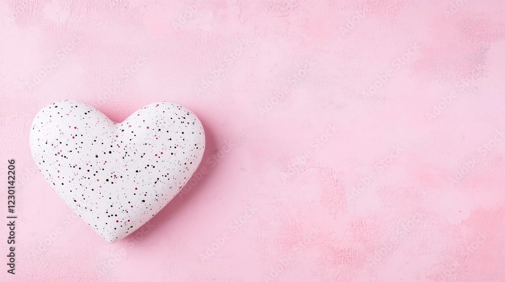 Obraz premium White heart-shaped decoration on a soft pink background, evoking simplicity and romantic sentiments.