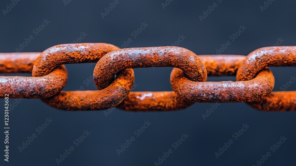 Rusty chain links symbolizing strength and resilience industrial setting close-up photography dark background Rusty chain links symbolizing strength and resilience industrial setting close-up photography dark background