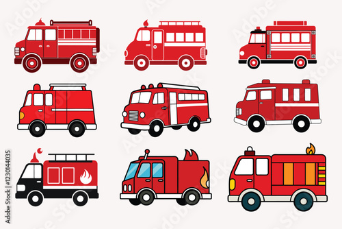 Firefighter Car vector illustration isolated on white background.