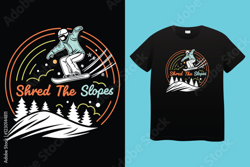 Colorful vintage emblems set with snowboarder and skiers having fun during their vacation, designed for winter sports advertisement.