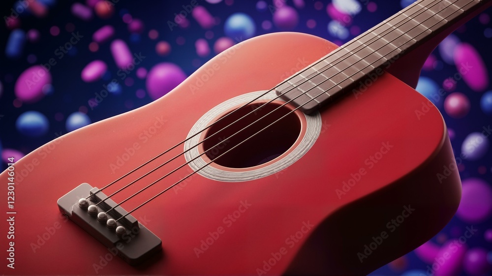 Obraz premium A close up image of an acoustic guitar.