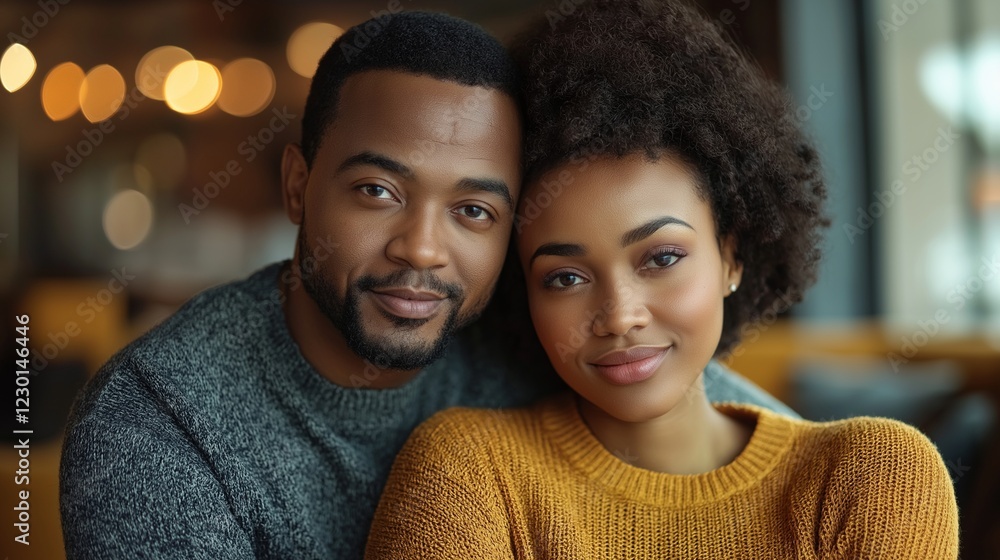 A close-up portrait of a loving African American couple, radiating warmth and intimacy. Their gentle closeness speaks volumes about their connection. Generative ai illustration A close-up portrait of a loving African American couple, radiating warmth and intimacy. Their gentle closeness speaks volumes about their connection. Generative ai illustration