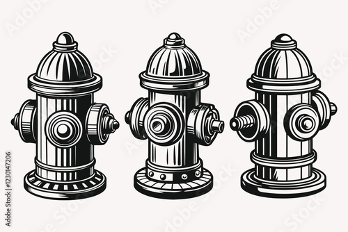 Fire hydrant silhouette vector illustration isolated on white background.