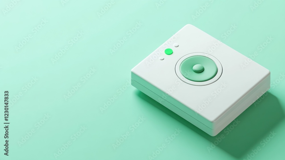 Minimalist white speaker on green background Minimalist white speaker on green background