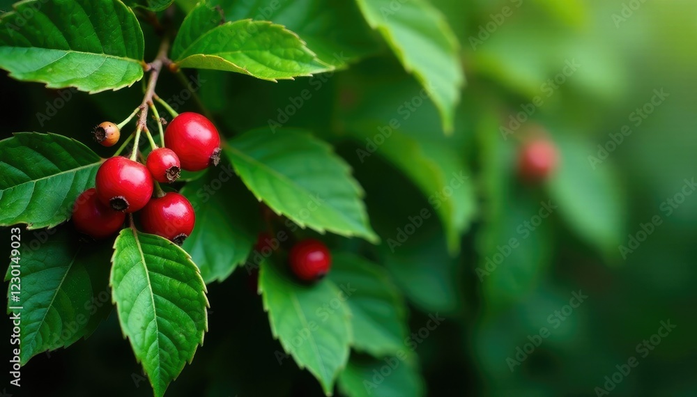 lush green leaves sheltering small red berries, berries, nature, foliage lush green leaves sheltering small red berries, berries, nature, foliage